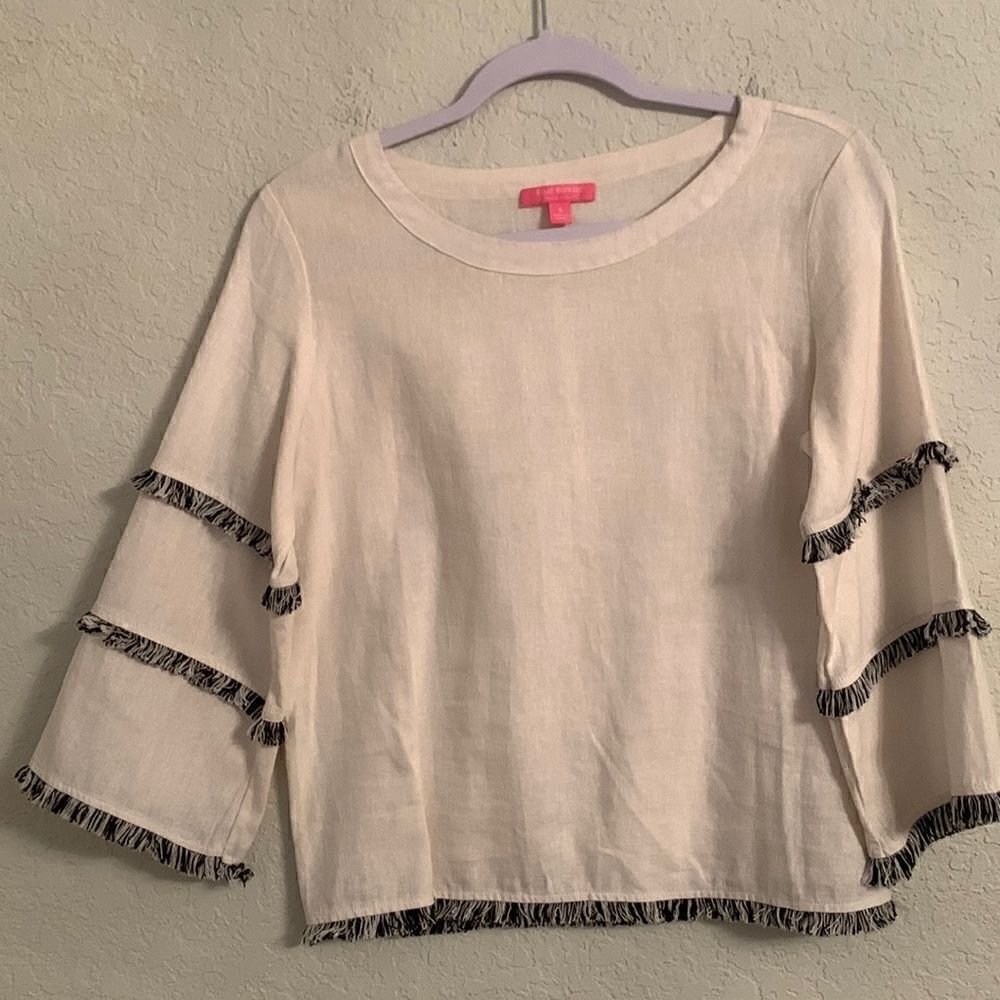 Isaac Mizrani Linen Blend Tunic Top Size S
